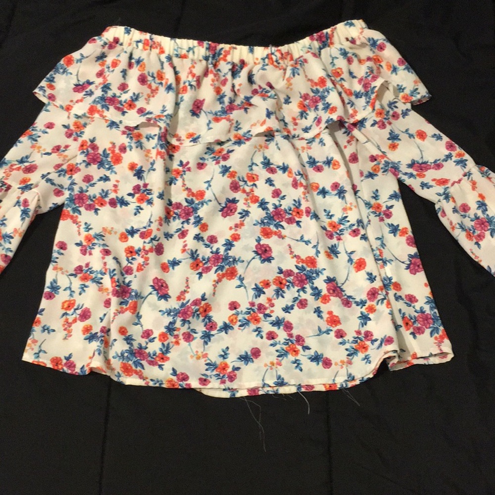 off the shoulder flower blouse